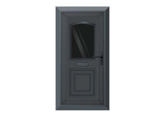 Grey Arched Glazed Front Door