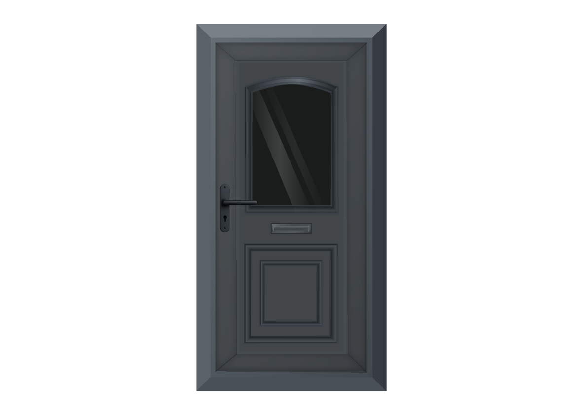Grey Arched Glazed Front Door