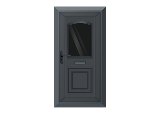 Grey Arched Glazed Front Door