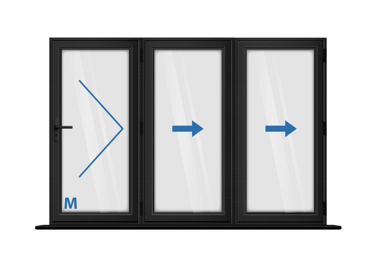 Aluminium 3 Panel Black Bi-Fold Door Right Opening