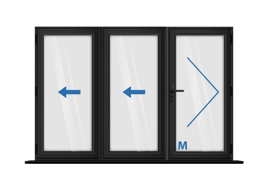 Aluminium 3 Panel Black Bi-Fold Master Door Right