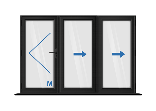 Aluminium 3 Panel Black Bi-Fold Master Door Left