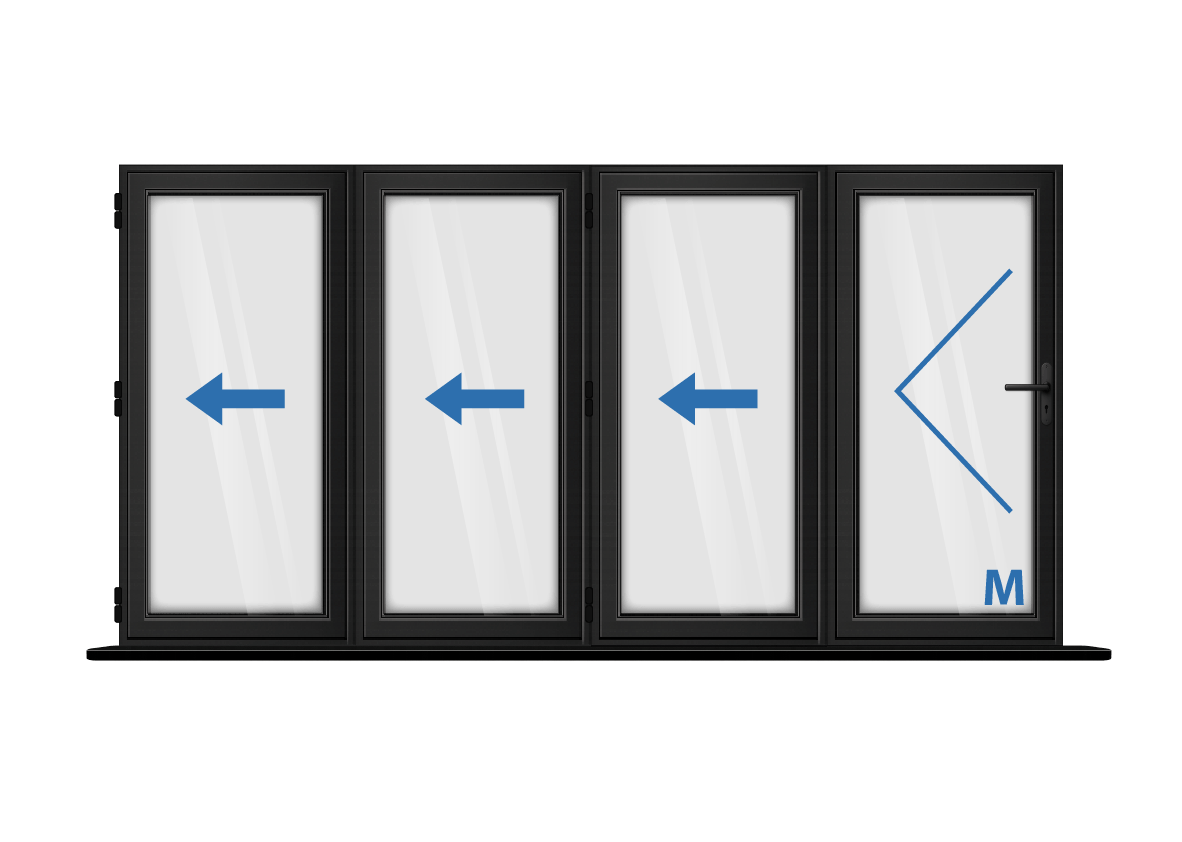 Aluminium 4 Panel Black Bi-Fold Right Opening