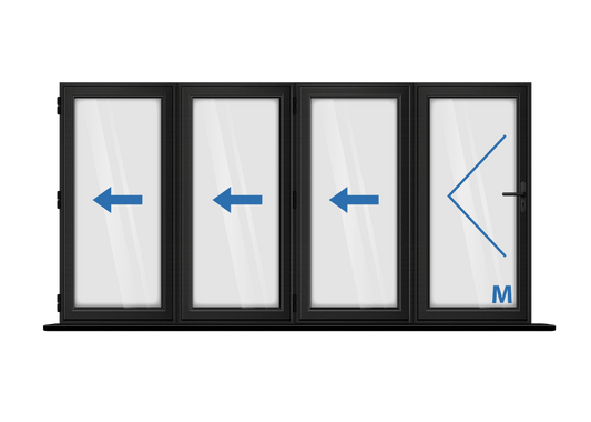Aluminium 4 Panel Black Bi-Fold Right Opening