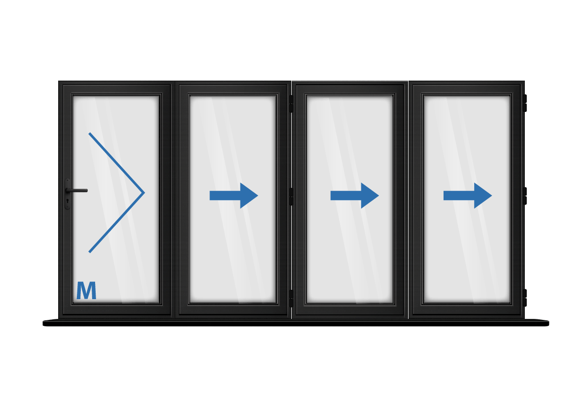 Aluminium 4 Panel Black Bi-Fold Left Opening