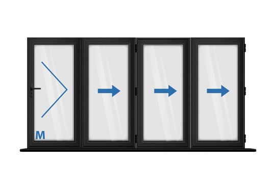 Aluminium 4 Panel Black Bi-Fold Left Opening