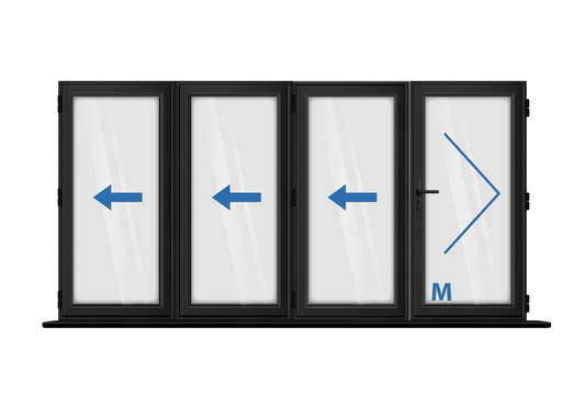 Aluminium 4 Panel Black Bi-Fold Master Door Right