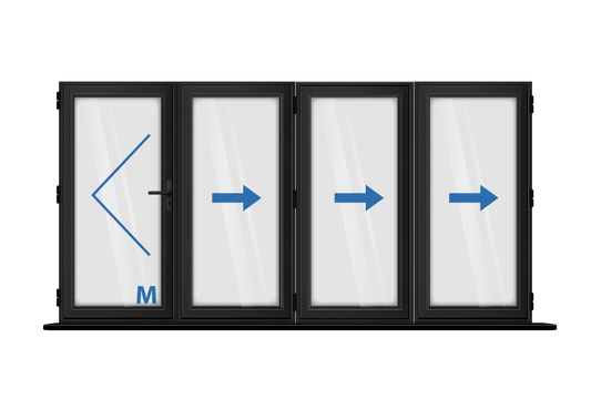 Aluminium 4 Panel Black Bi-Fold Master Door Left