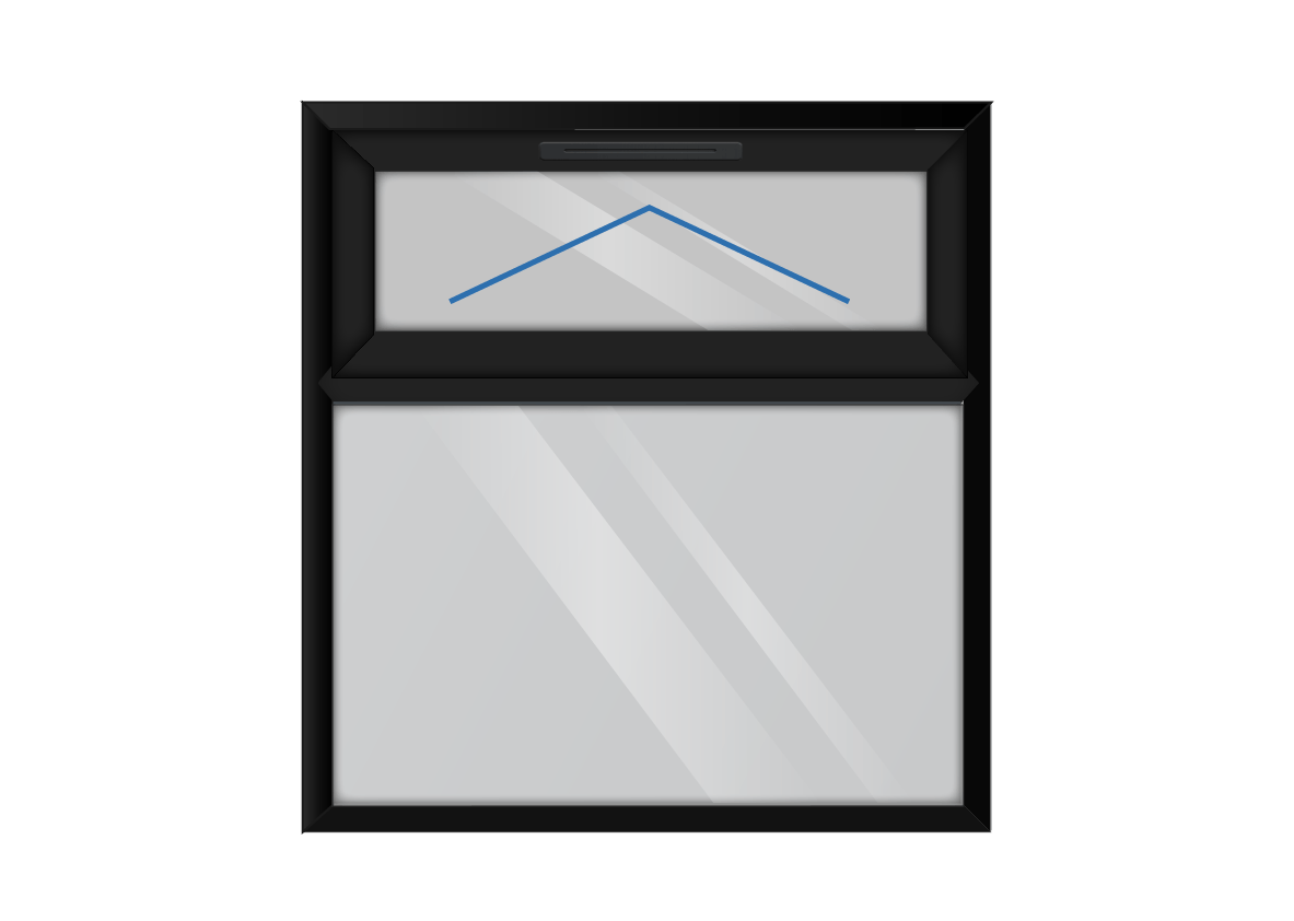 Black uPVC Top Hung Over Fixed 400mm drop Window