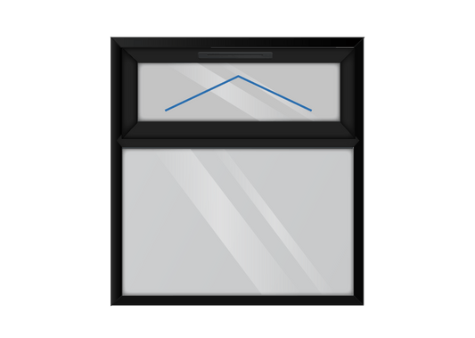 Black uPVC Top Hung Over Fixed 400mm drop Window