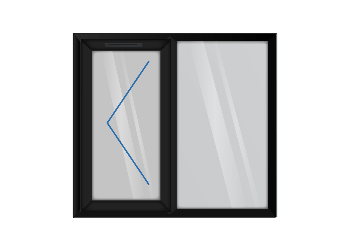 Black uPVC Left Hung & Right Fixed Window