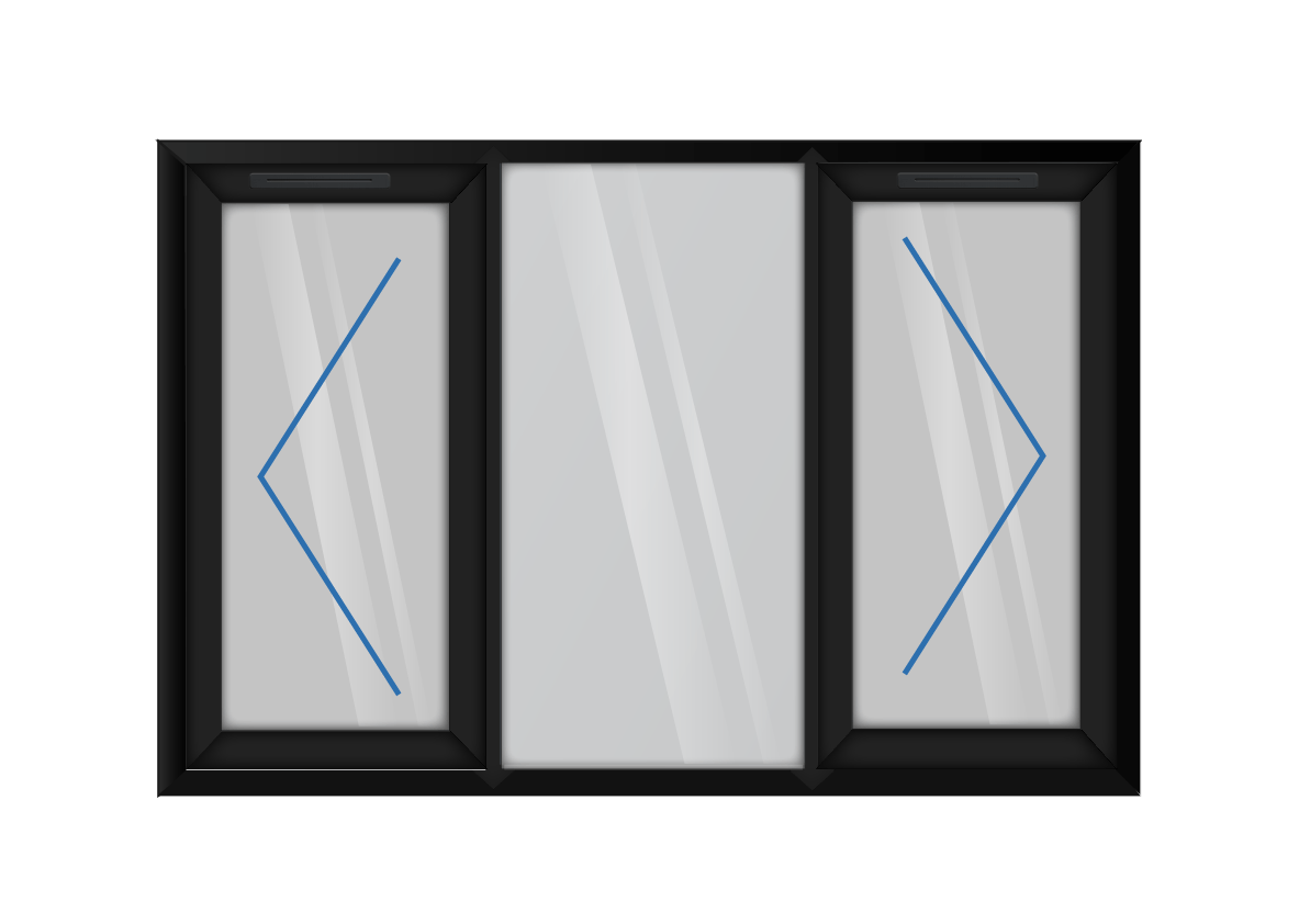Black uPVC Left & Right Hung with Fixed Centre