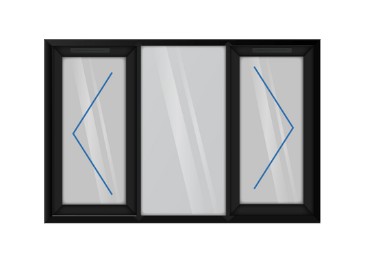 Black uPVC Left & Right Hung with Fixed Centre