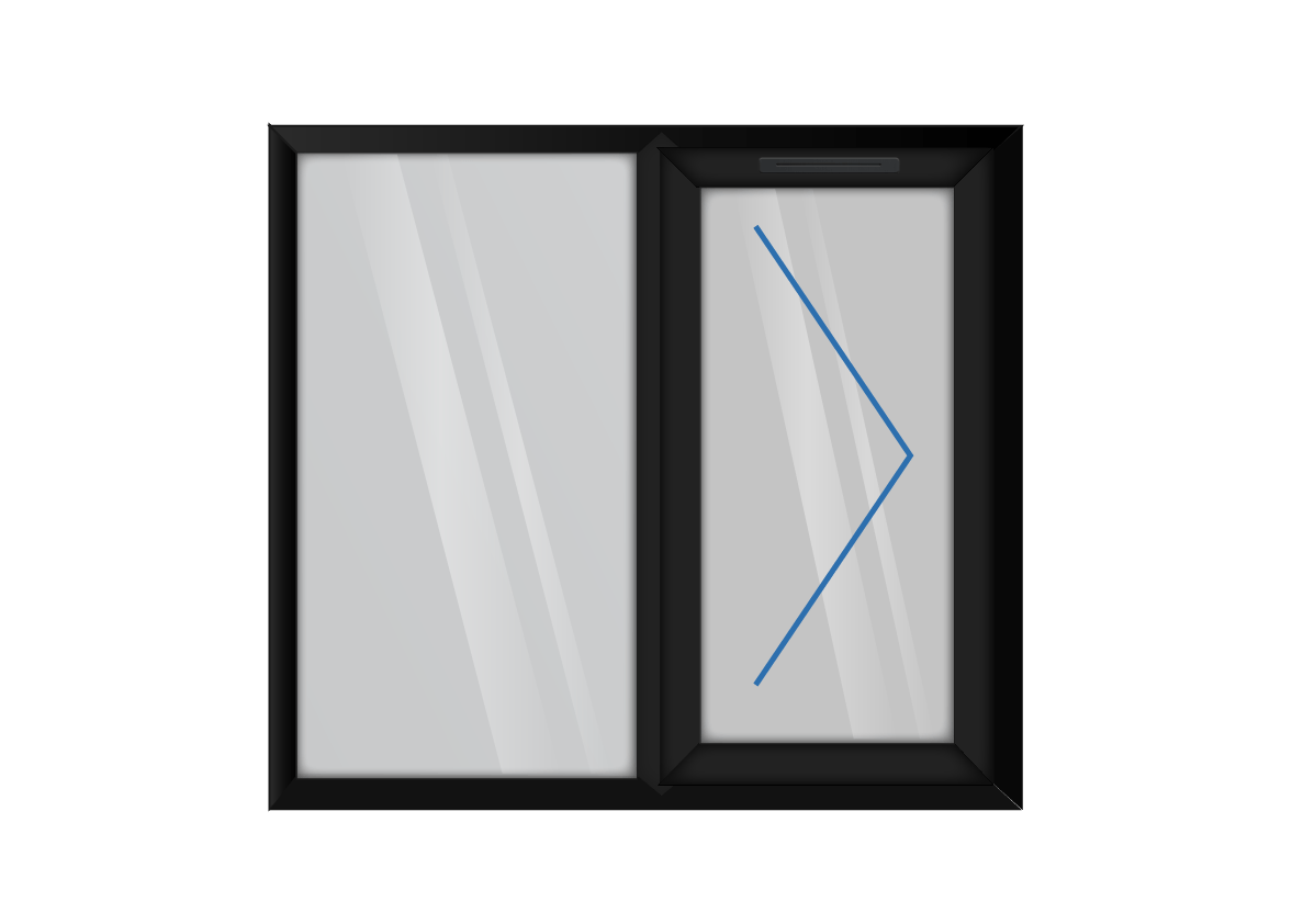 Black uPVC Right Hung & Left Fixed Window