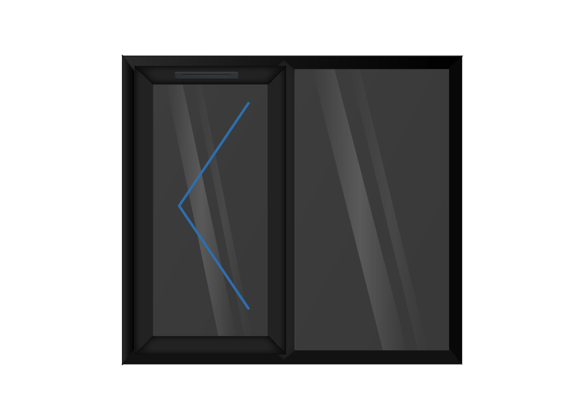 Black uPVC Left Hung & Right Fixed Window