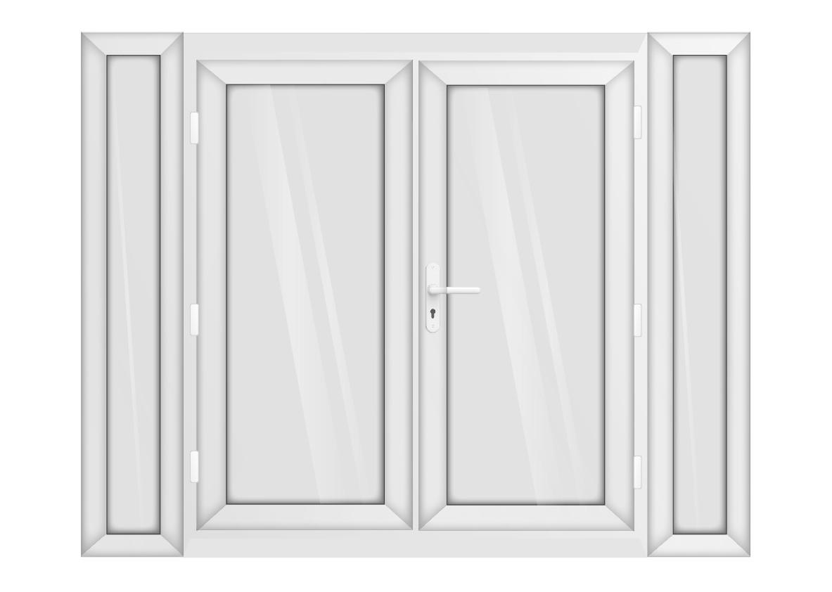 White uPVC French Door with 300mm Sidelights