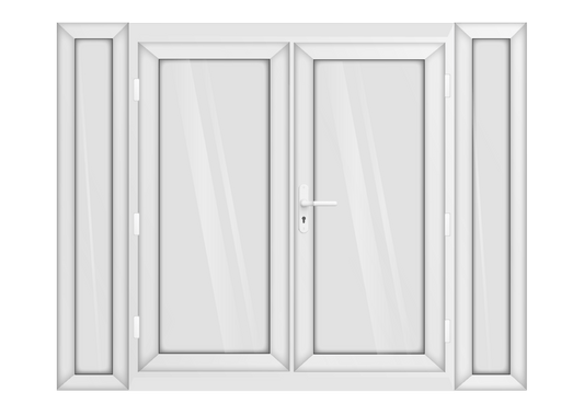 White uPVC French Door with 300mm Sidelights