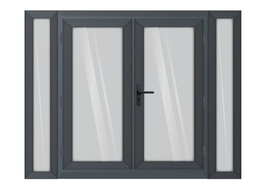 Grey uPVC French Door with 300mm Sidelights
