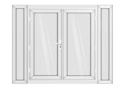 White uPVC French Door with 300mm Sidelights