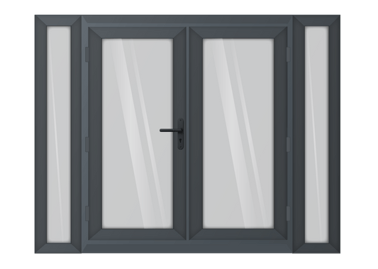 Grey uPVC French Door with 300mm Sidelights