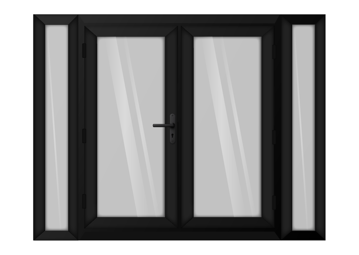 Black uPVC French Door with 300mm Sidelights