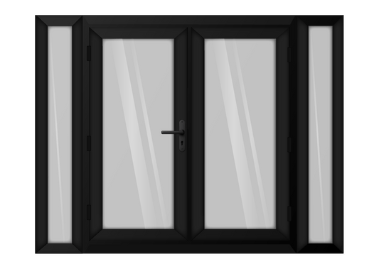Black uPVC French Door with 300mm Sidelights
