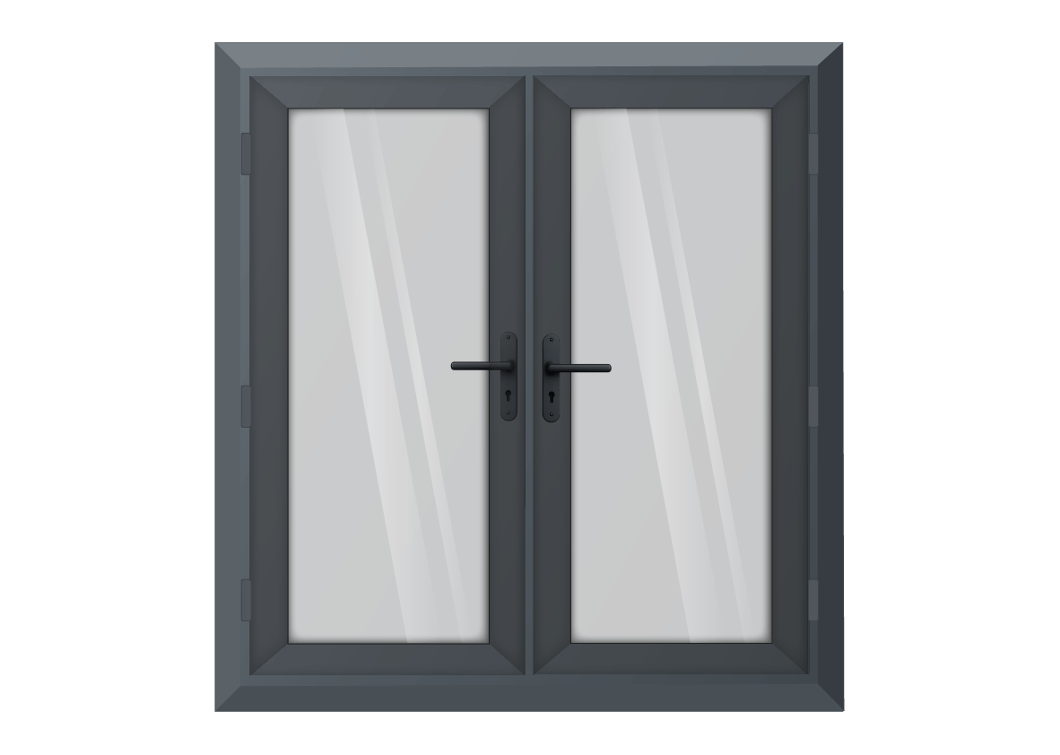 Grey uPVC French Door Two Handles