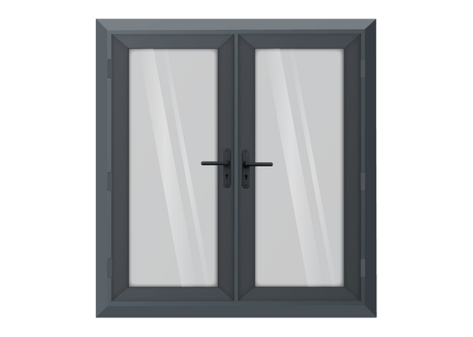 Grey uPVC French Door Two Handles