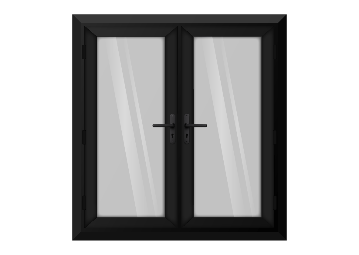 Black uPVC French Door Two Handles