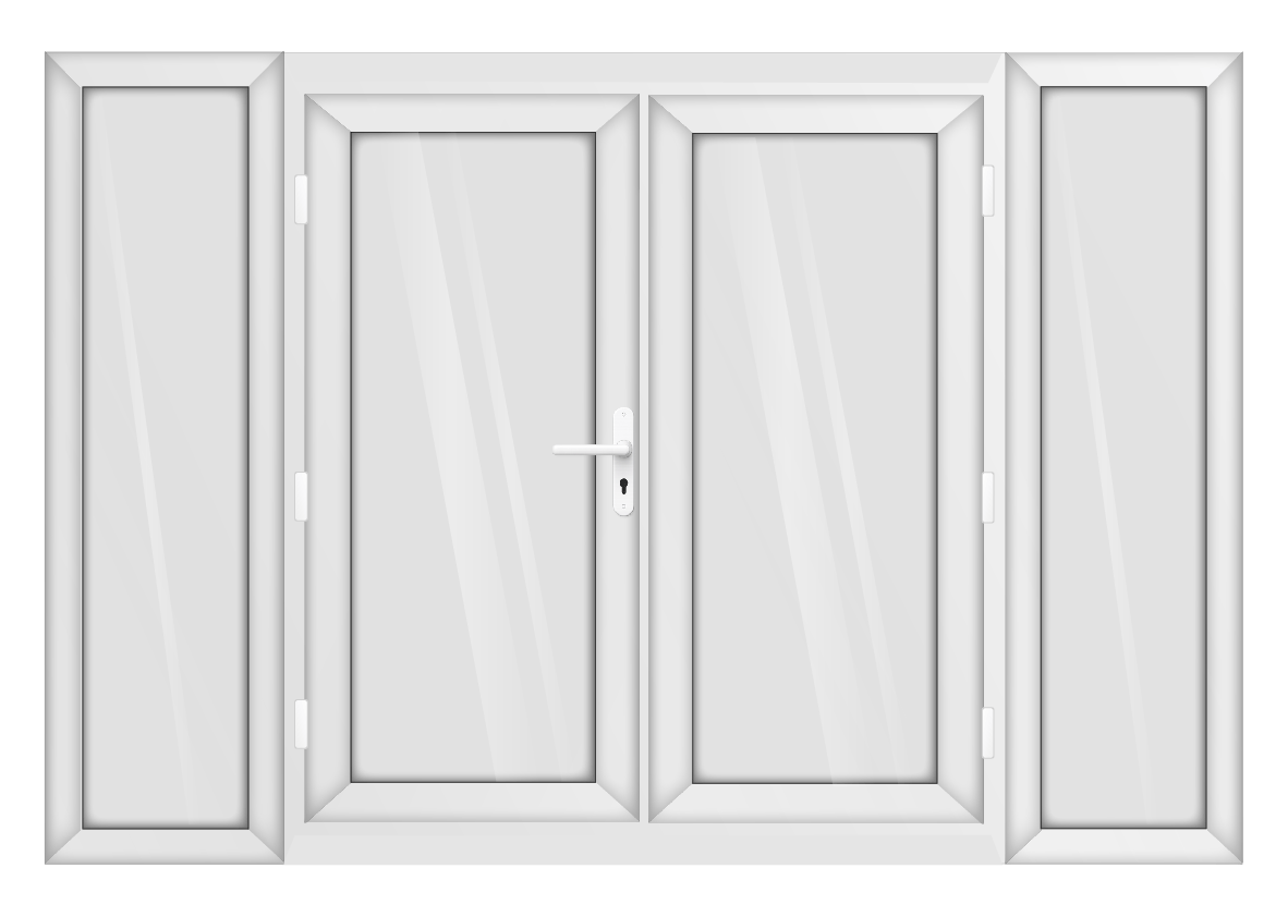 White uPVC French Door with 600mm Sidelights