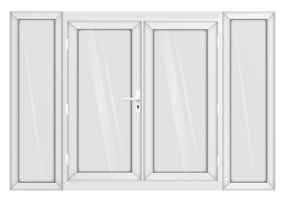 White uPVC French Door with 600mm Sidelights