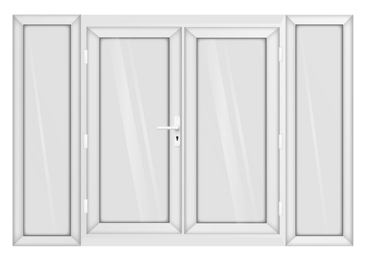 White uPVC French Door with 600mm Sidelights