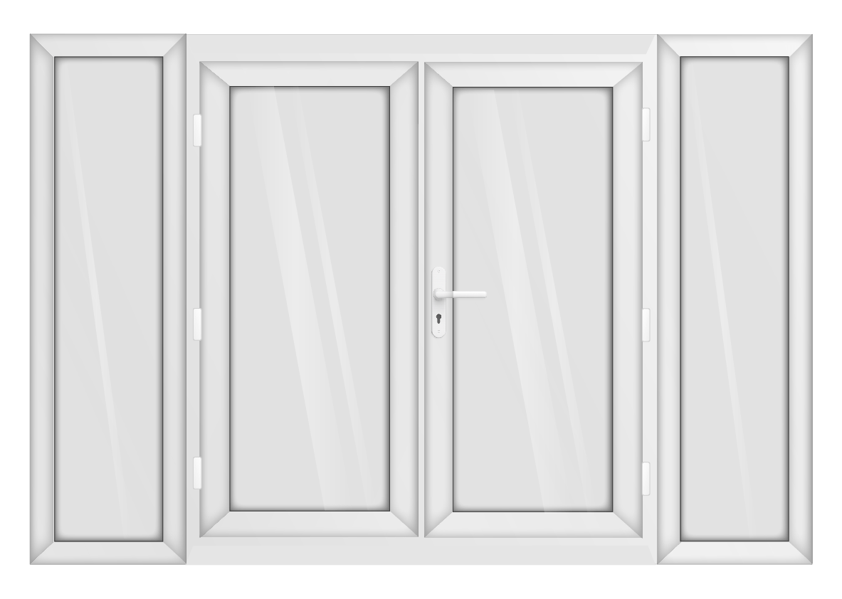 White uPVC French Door with 600mm Sidelights