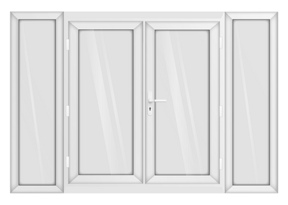 White uPVC French Door with 600mm Sidelights