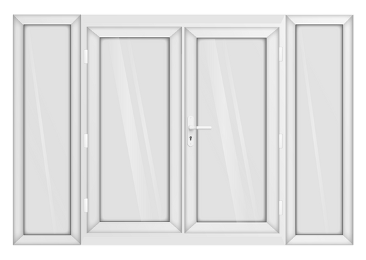 White uPVC French Door with 600mm Sidelights