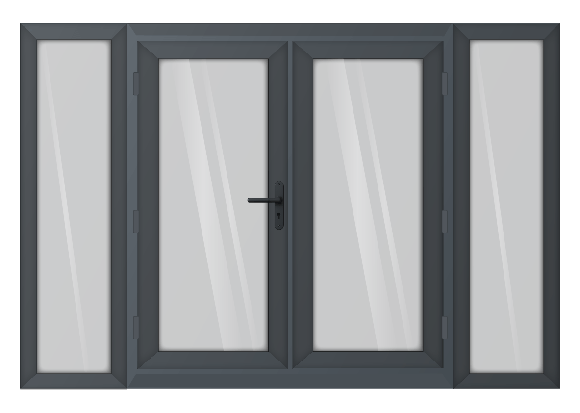 Grey uPVC French Door with 600mm Sidelights