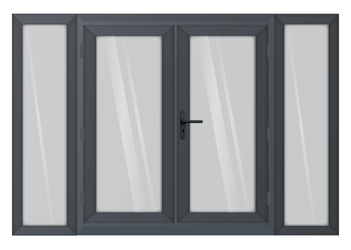 Grey uPVC French Door with 600mm Sidelights