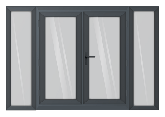 Grey uPVC French Door with 600mm Sidelights