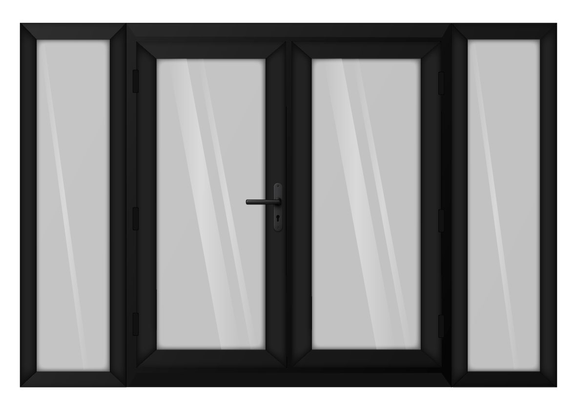 Black uPVC French Door with 600mm Sidelights