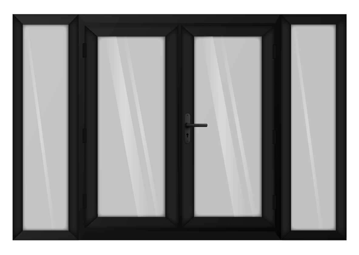 Black uPVC French Door with 600mm Sidelights