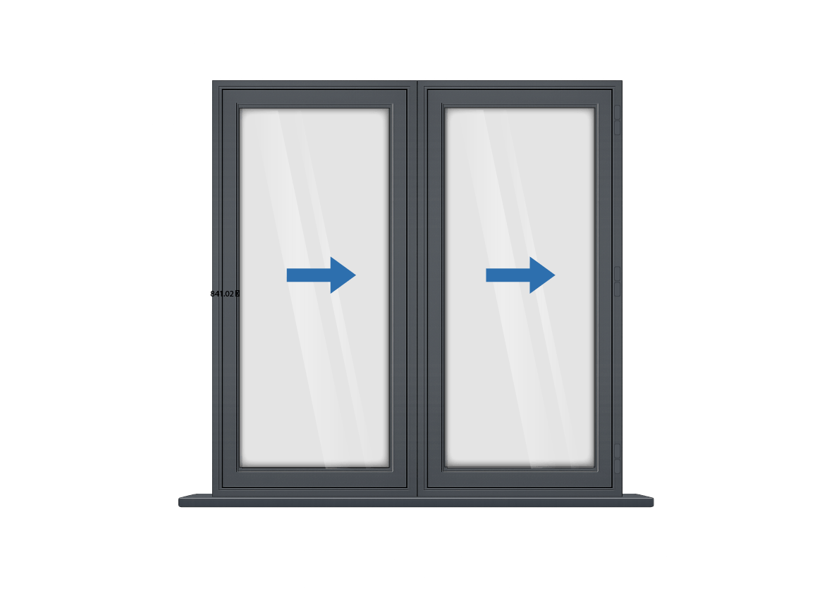 Aluminium 2 Panel Grey Bi-Fold Right Opening