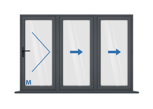 Aluminium 3 Panel Grey Bi-Fold Door Right Opening