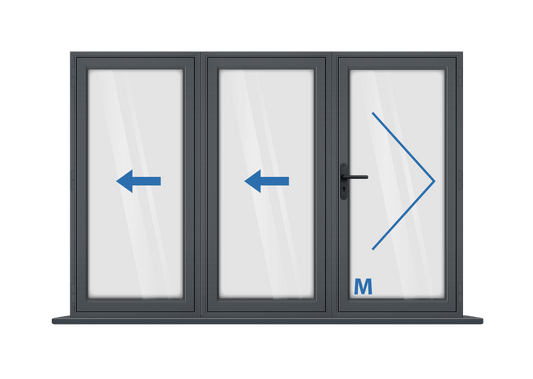 Aluminium 3 Panel Grey Bi-Fold Master Door Right