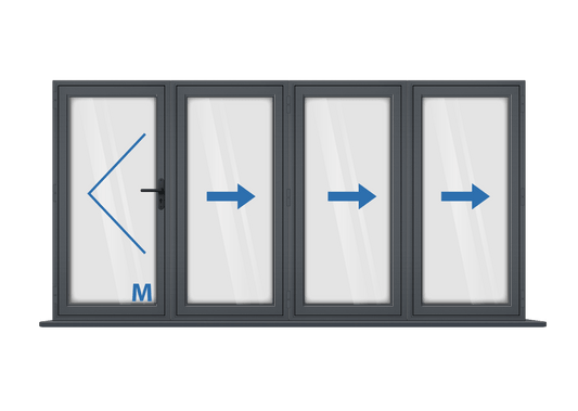 Aluminium 4 Panel Grey Bi-Fold Master Door Left
