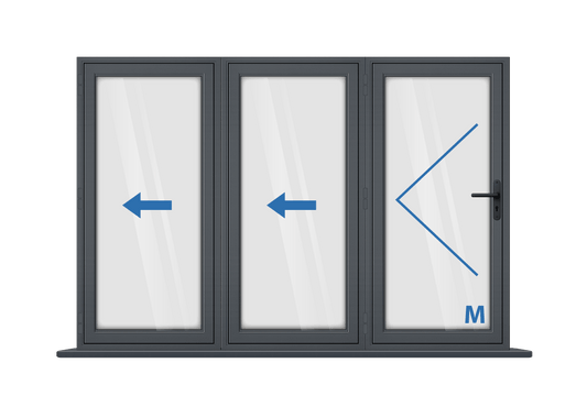 Aluminium 3 Panel Grey Bi-Fold Door Left Opening