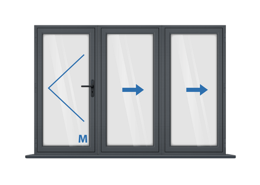 Aluminium 3 Panel Grey Bi-Fold Master Door Left