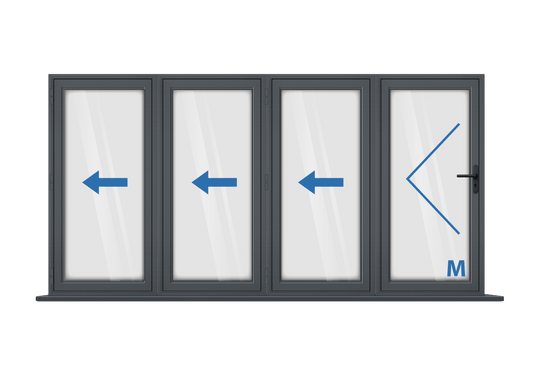 Aluminium 4 Panel Grey Bi-Fold Right Opening
