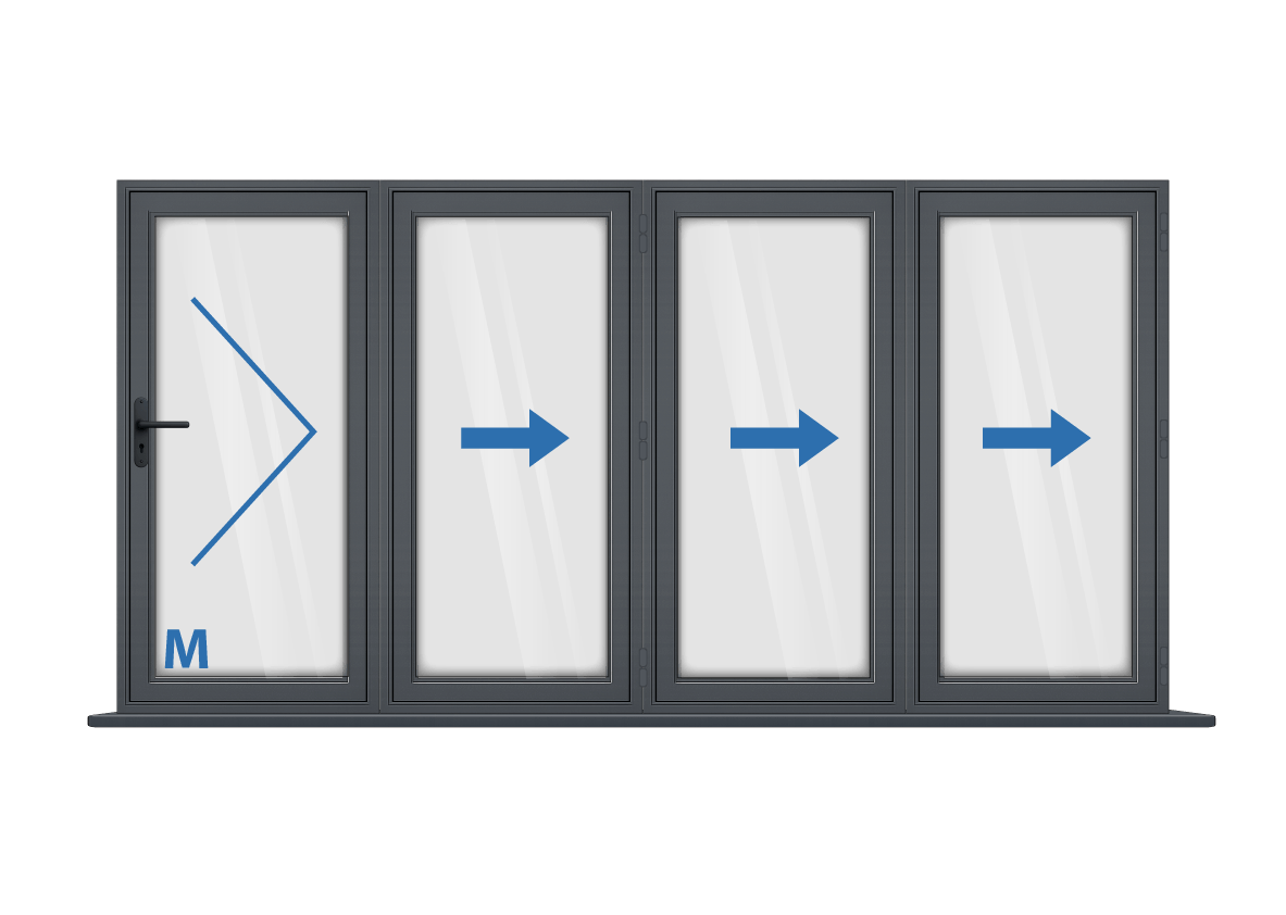 Aluminium 4 Panel Grey Bi-Fold Left Opening