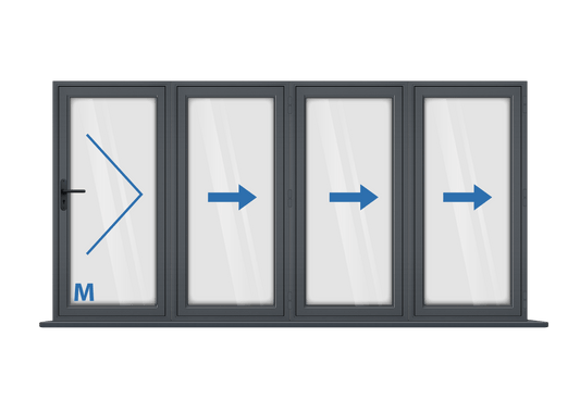 Aluminium 4 Panel Grey Bi-Fold Left Opening