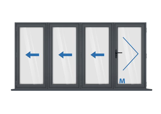 Aluminium 4 Panel Grey Bi-Fold Master Door Right